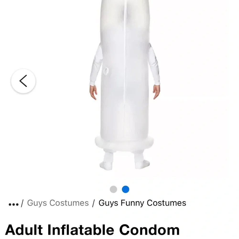 Spirit Adult Inflatable Condom Costume in White with Black Text - Picture 2 of 3